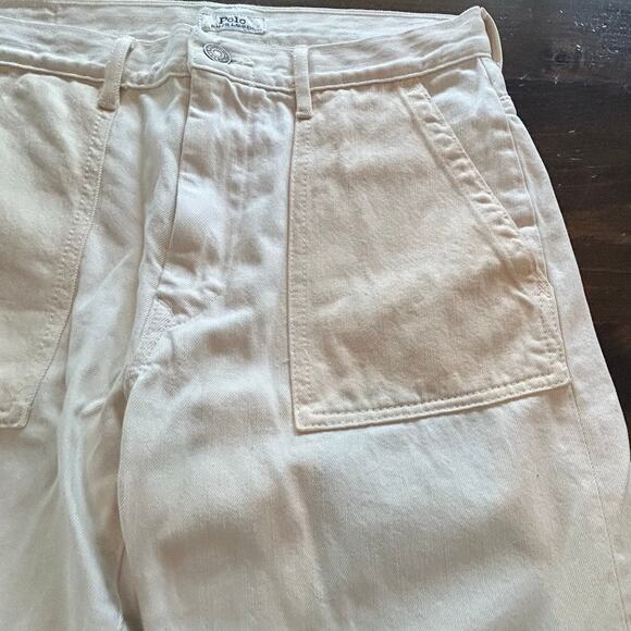 Ralph Lauren Polo Cotton Pocket Switching Two Tone Pants Cream Color Women Sz 28 - Picture 5 of 13